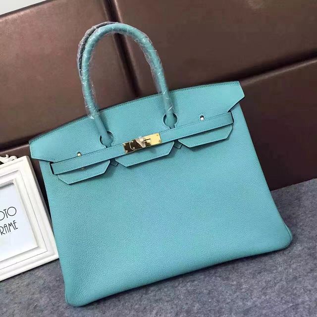 Hermes original togo leather birkin 35 bag H35-1 lake blue