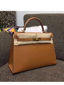 Hermes original epsom leather kelly 28 bag K28-1 coffee