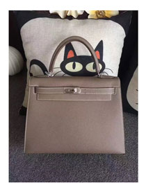 Hermes original epsom leather kelly 28 bag K28-1 gray