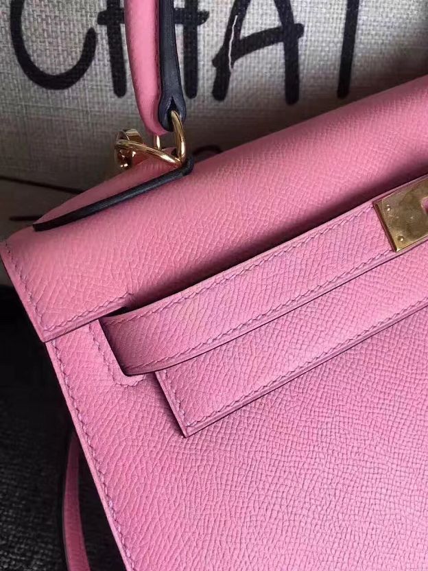 Hermes original epsom leather kelly 28 bag K28-1 pink