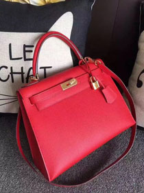 Hermes original epsom leather kelly 28 bag K28-1 red