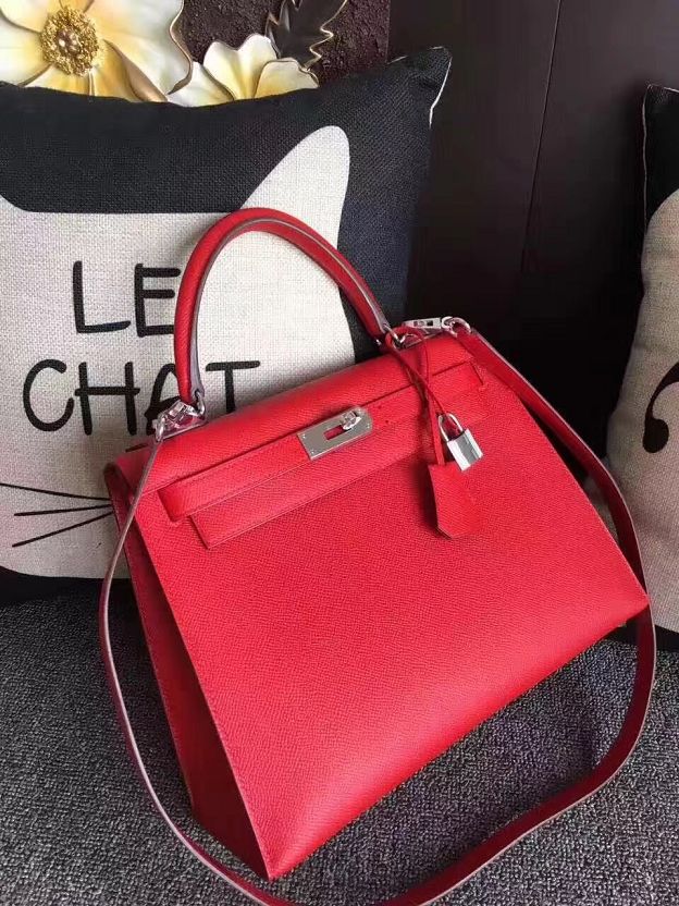 Hermes original epsom leather kelly 28 bag K28-1 red