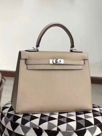 Hermes original epsom leather kelly 25 bag K25-1 light grey