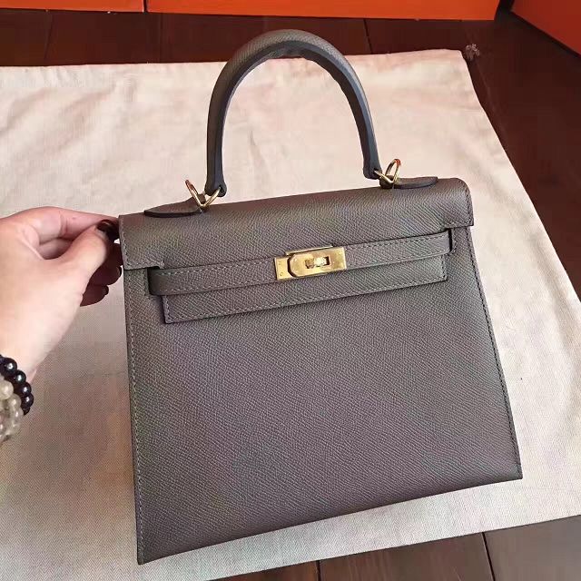 Hermes original epsom leather kelly 25 bag K25-1 gray