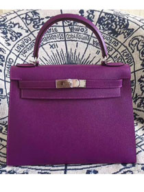 Hermes original epsom leather kelly 25 bag K25-1 purple