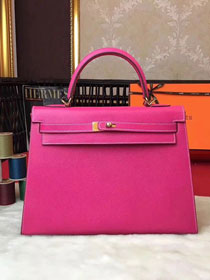 Hermes original epsom leather kelly 32 bag K32-1 rose red