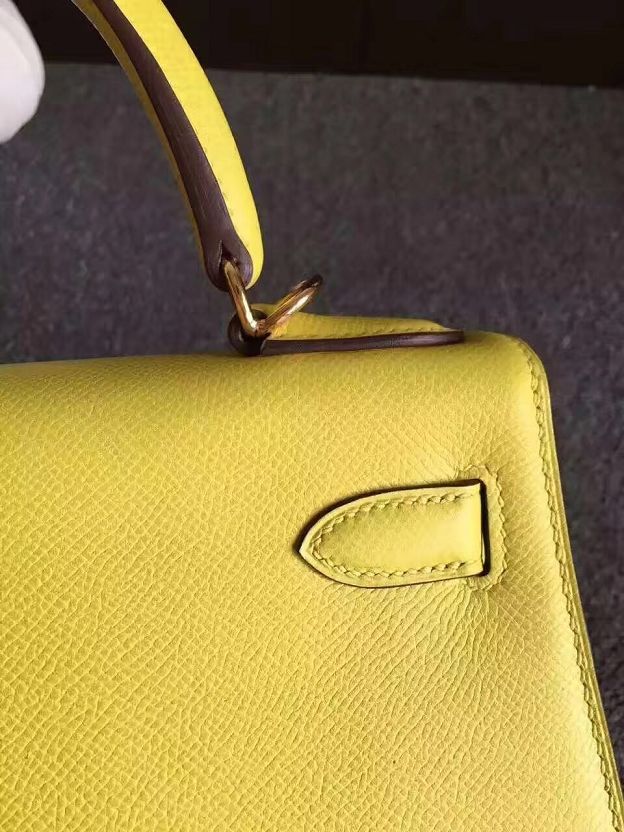 Hermes original epsom leather kelly 32 bag K32-1 yellow