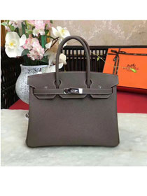 Hermes original togo leather birkin 25 bag H25-1 gray