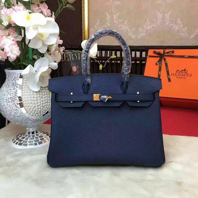 Hermes original togo leather birkin 30 bag H30-1 dark blue