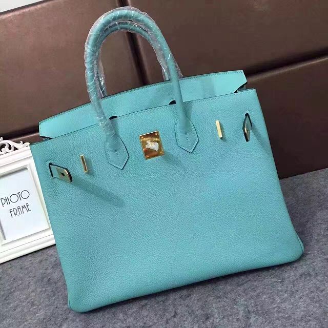 Hermes original togo leather birkin 30 bag H30-1 lake blue