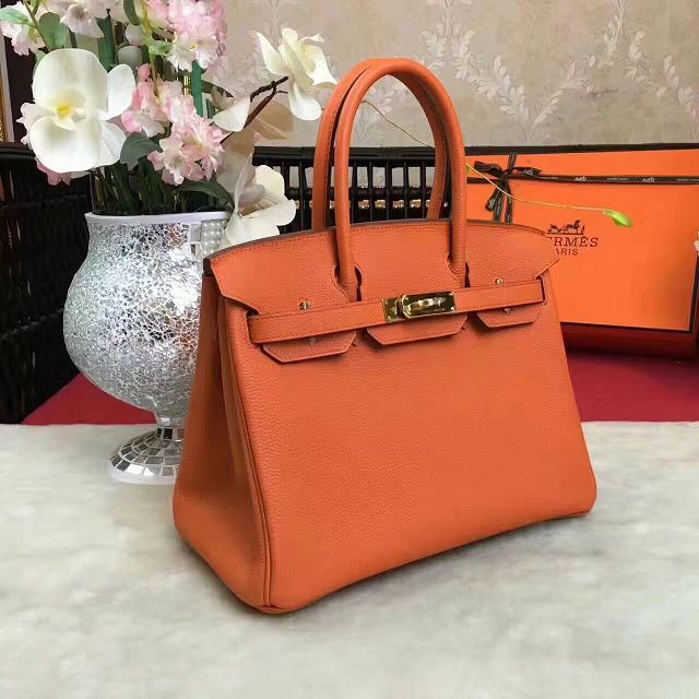 Hermes original togo leather birkin 30 bag H30-1 orange