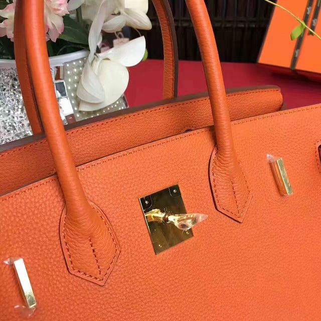 Hermes original togo leather birkin 30 bag H30-1 orange