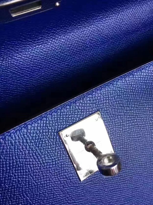 Hermes original epsom leather kelly 28 bag K28-1 electric blue