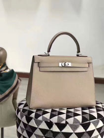 Hermes original epsom leather kelly 28 bag K28-1 light gray