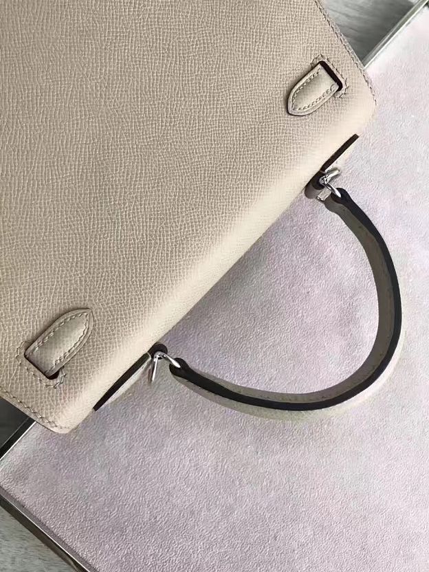 Hermes original epsom leather kelly 28 bag K28-1 light gray