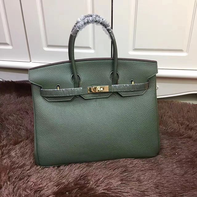 Hermes top togo leather birkin 30 bag H30-2 blackish green