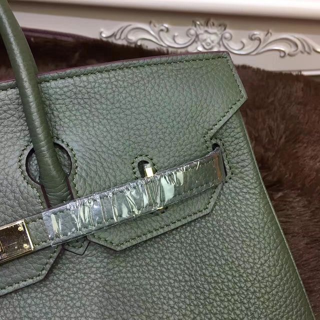 Hermes top togo leather birkin 30 bag H30-2 blackish green