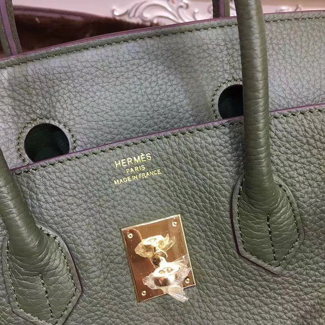 Hermes top togo leather birkin 30 bag H30-2 blackish green