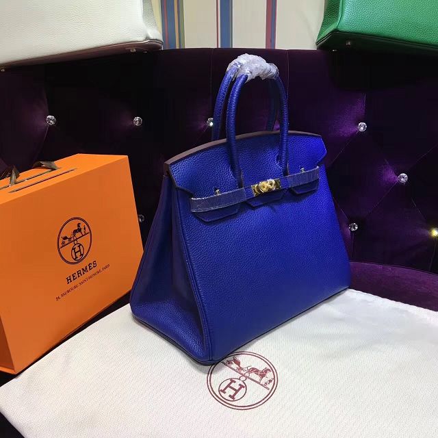 Hermes top togo leather birkin 30 bag H30-2 electric blue