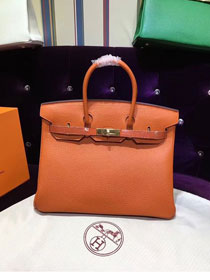 Hermes top togo leather birkin 30 bag H30-2 orange