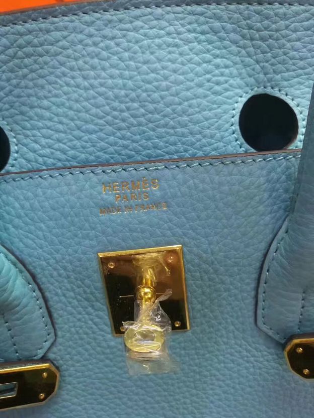 Hermes top togo leather birkin 30 bag H30-2 sky blue