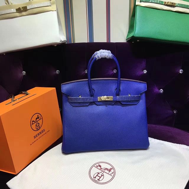 Hermes top togo leather birkin 35 bag H35-2 electric blue