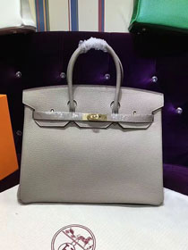 Hermes top togo leather birkin 35 bag H35-2 light gray