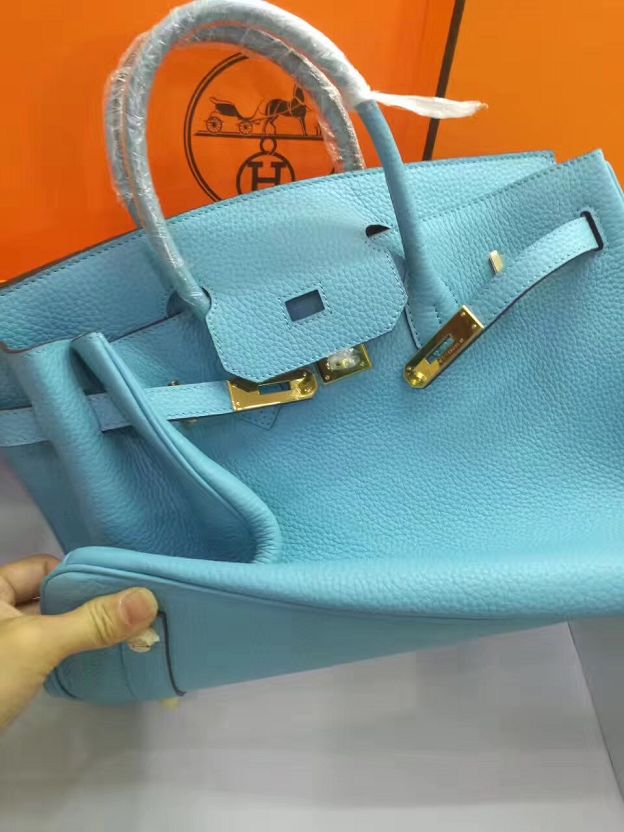 Hermes top togo leather birkin 35 bag H35-2 sky blue