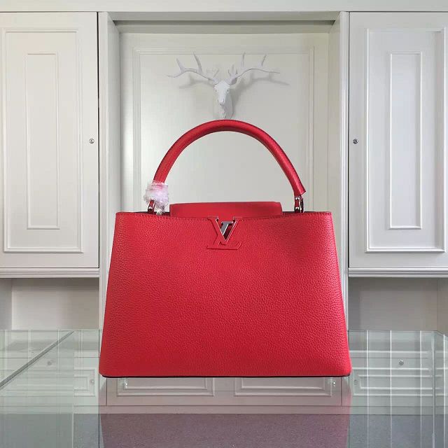 Louis vuitton original taurillon leather capucines MM M94740 red