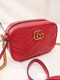 2017 GG marmont matelasse calfskin mini bag 448065 red