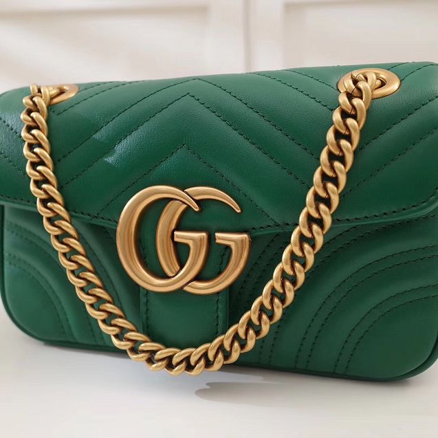 GG original calfskin marmont mini bag 446744 green