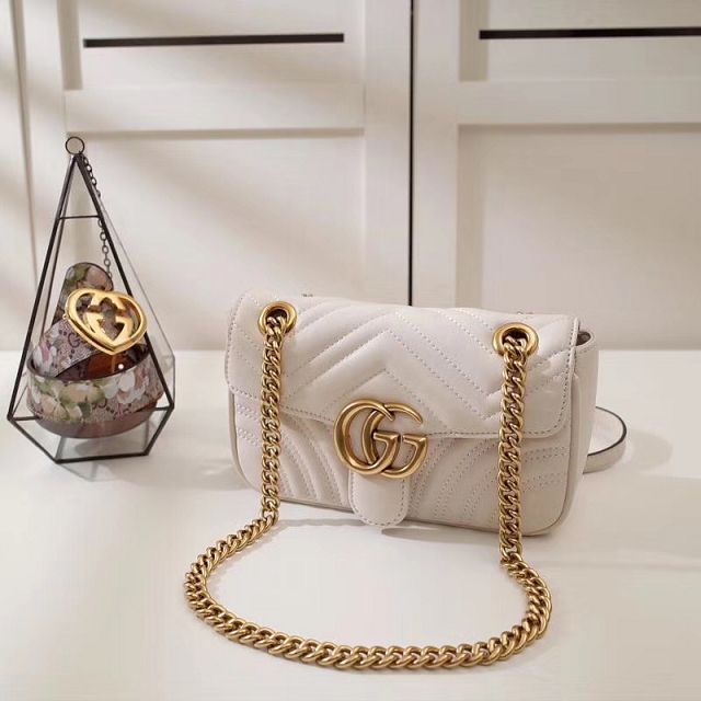 GG original calfskin marmont mini bag 446744 white