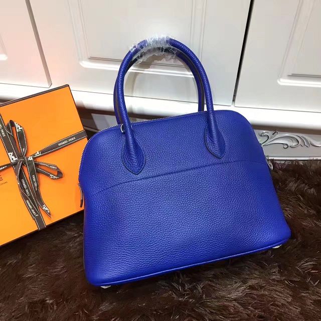 Hermes calfskin medium bolide 31 bag B31 royal blue