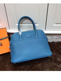 Hermes calfskin small bolide 27 bag B27 lake blue