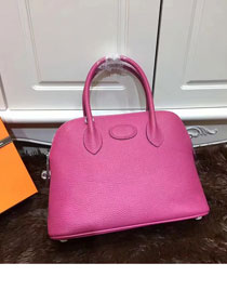 Hermes calfskin small bolide 27 bag B27 rose red