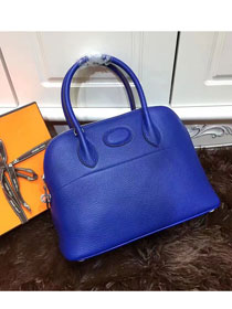 Hermes calfskin small bolide 27 bag B27 royal blue