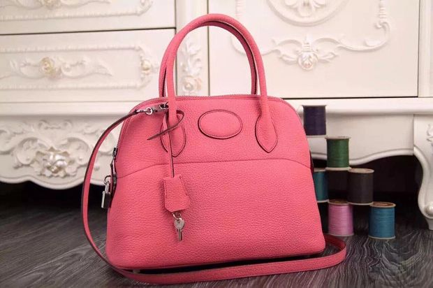 Hermes original togo leather medium bolide 31 bag B031 pink