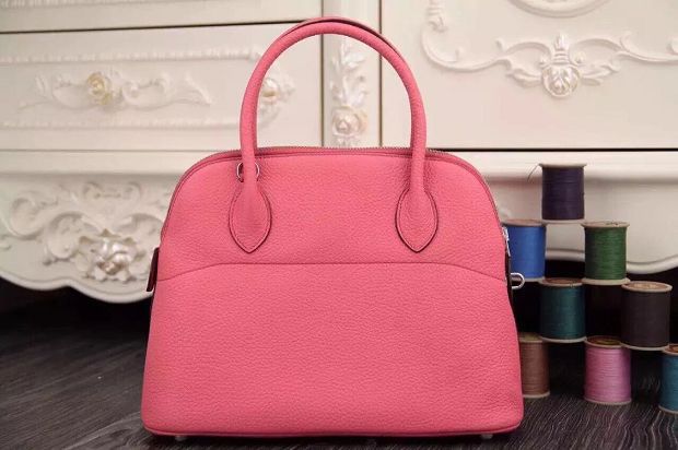 Hermes original togo leather medium bolide 31 bag B031 pink