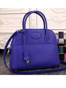 Hermes original togo leather small bolide 27 bag B027 electric blue