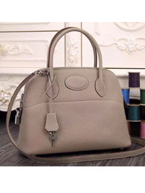 Hermes original togo leather small bolide 27 bag B027 light gray