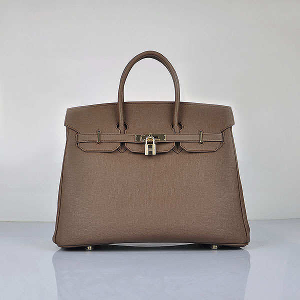 Hermes original epsom leather birkin 35 bag H35-3 dark coffee