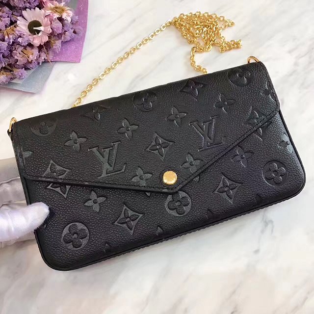 Louis vuitton original monogram empreinte pochette felicie M64064 black