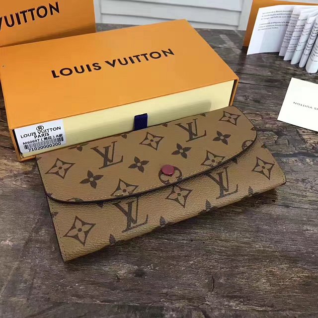 Louis Vuitton monogram reverse emilie wallet m60696 burgundy