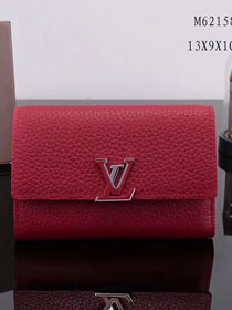 Louis vuitton calfskin capucines compact wallet M62155 wine