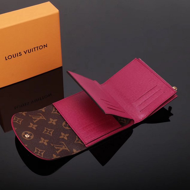 Louis vuitton monogram canvas helene wallet M62036 rose red