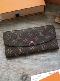 Louis Vuitton monogram canvas emilie wallet m60696 rose red