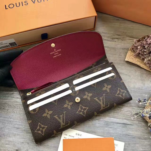 Louis Vuitton monogram canvas emilie wallet m60697 burgundy