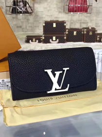 Louis vuitton calfskin leather capucines wallet M58266 black