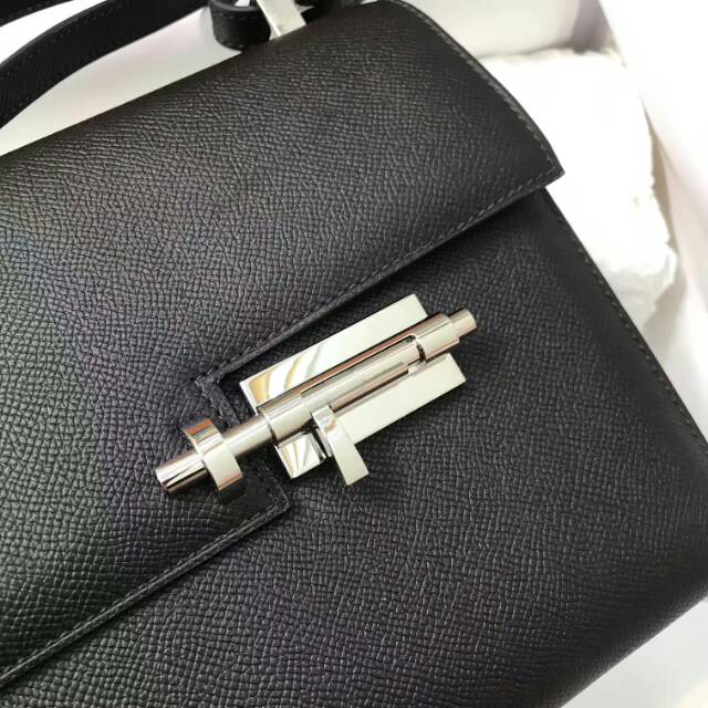 Hermes original epsom leather verrou chaine mini bag V18 black