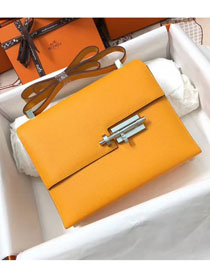 Hermes original epsom leather verrou chaine mini bag V18 yellow